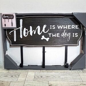 Don't Wall Plaque With Hook Home Is‎ Where The Dog Is Leash Holder Key Holder